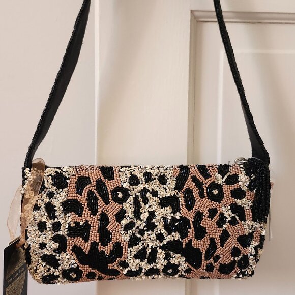 Beaded Leopard / Cheetah Print Handbag NEW - Picture 7 of 8
